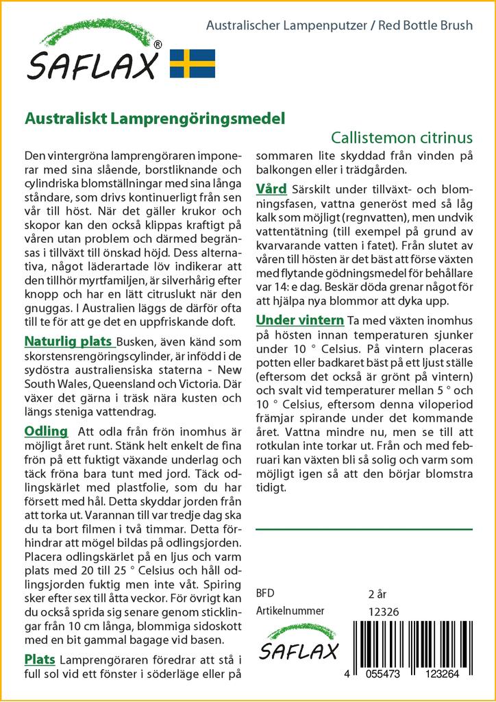 SAFLAX Красная щетка для бутылок - 400 семян - Callistemon citrinus