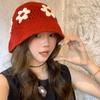 Korean Style Crochet Flower Knitted Hat Sweet Bucket Hat Cute Beanies Hat  Girls