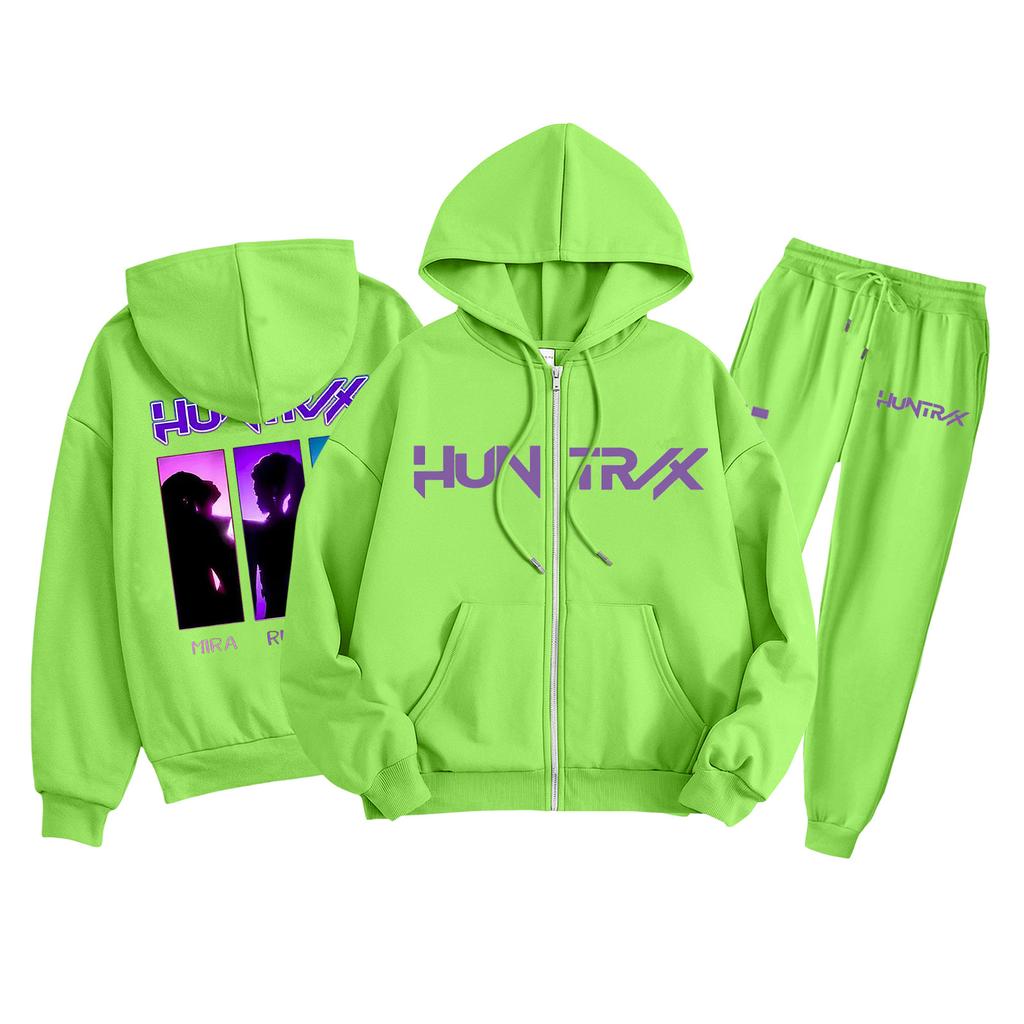 Детская мода Толстовка с капюшоном на молнии с длинными рукавами и спортивные штаны Однотонный комплект толстовки с карманами