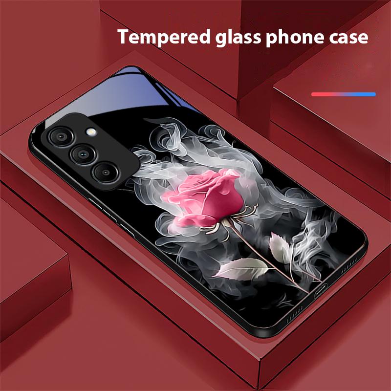Белый Дым Красная Роза Для Samsung Galaxy A15 5G 54 4G 51 50 24 35 90 71 12 51 53 52S 80 22 34 Черный Чехол для Телефона из Закаленного Стекла