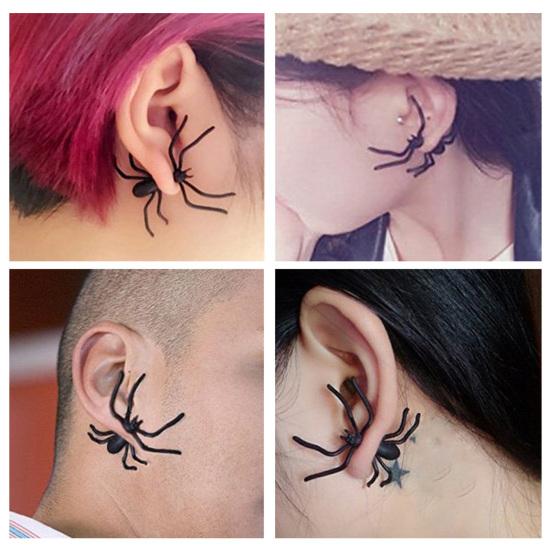 1 шт., черные серьги-гвоздики в форме паука, пластиковые 3D жуткие черные серьги-гвоздики, вечерние украшения