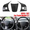 Декоративная накладка на руль для Tesla Model 3 Y, наклейка-крышка для отделки, молдинги интерьера, 3 шт./компл., модифицированный интерьер, углеродное волокно, ABS