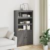 Highboard in Gray 80 x 35 x 154 cm Solid Pine Wood