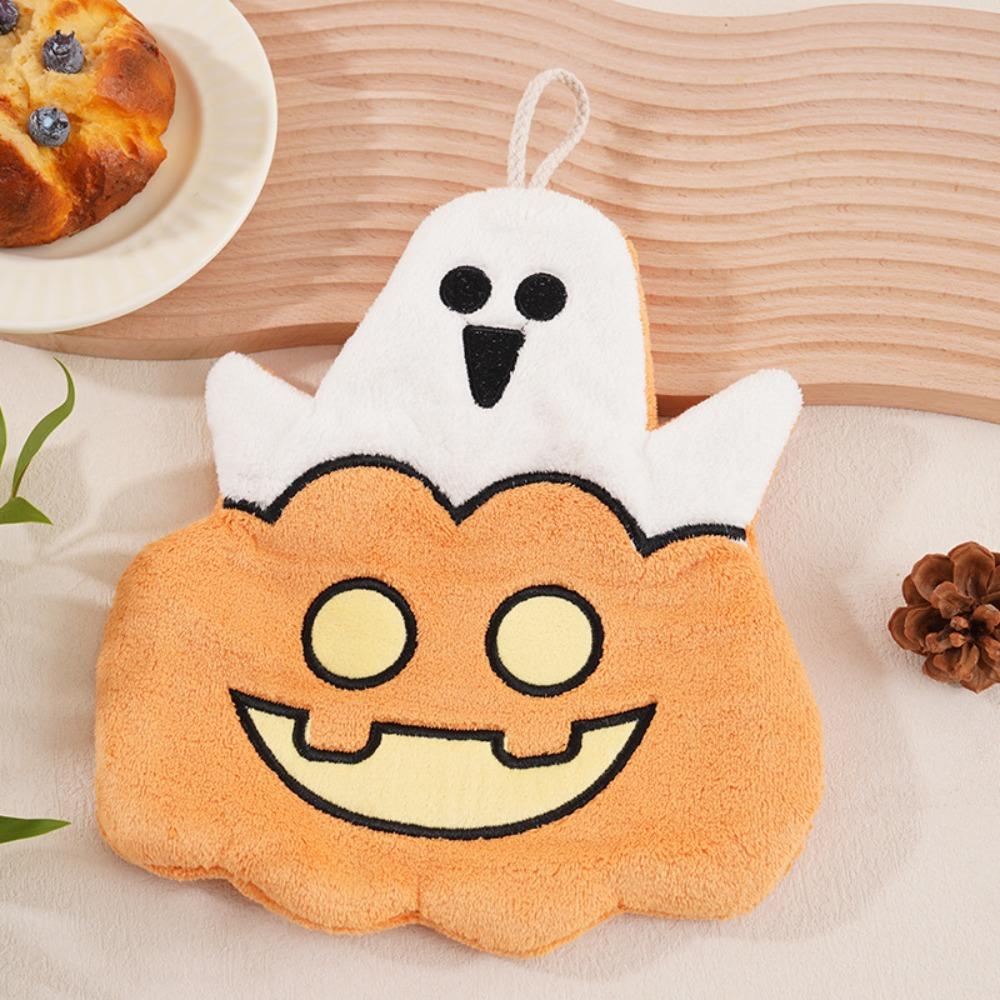 Hangable Halloween Pumpkin Hand Towel Absorbent Kitchen Towels Home Bathroom Use