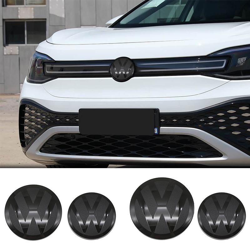 abcd1 2pcs Front Rear Emblem For VW Golf 5 6 7 7.5 8 Modified Black Flat Mirror Logo Cover Stickers Accessories Extra Pro Plus Value