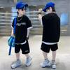 Boys Summer Handsome Set Middle and Large Children Short-sleeved T-shirt + Shorts Two-piece Set