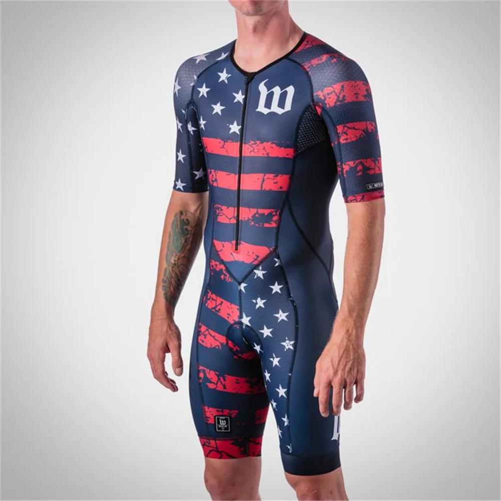 Wattie Ink Men's Triathlon Tight Cycling Jumpsuit Trousers Bicycle Jersey Bodysuit Sets Riding Racing Skinsuit MTB Roadbike Suit
