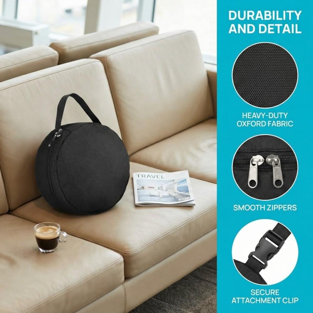 Cylindrical Travel Neck Pillow Bag 600D Oxford Cloth Pillow Hanging Pouch Camping Trip