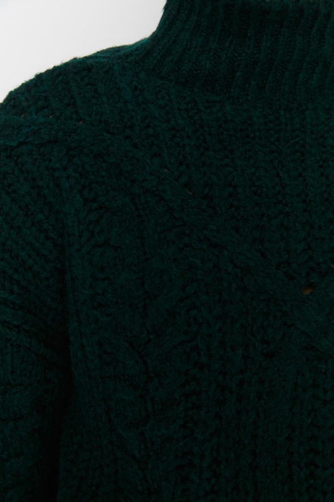 Women's Fashion New Sweater Navy Blue Soft Textured High Collar Knitwear Sweater