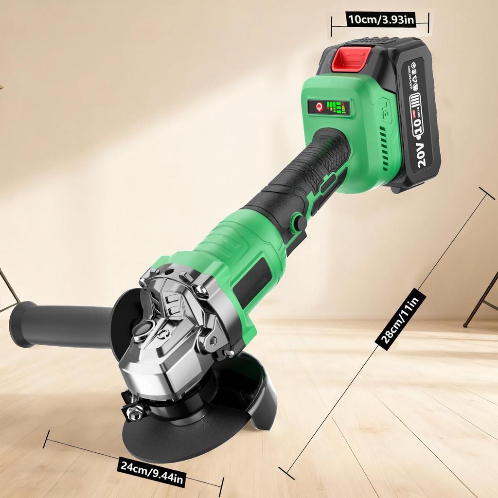 8100rpm 20V Brushless Cordless Angle Grinder Industrial DIY Tool Battery Powered with Grinding Wheel