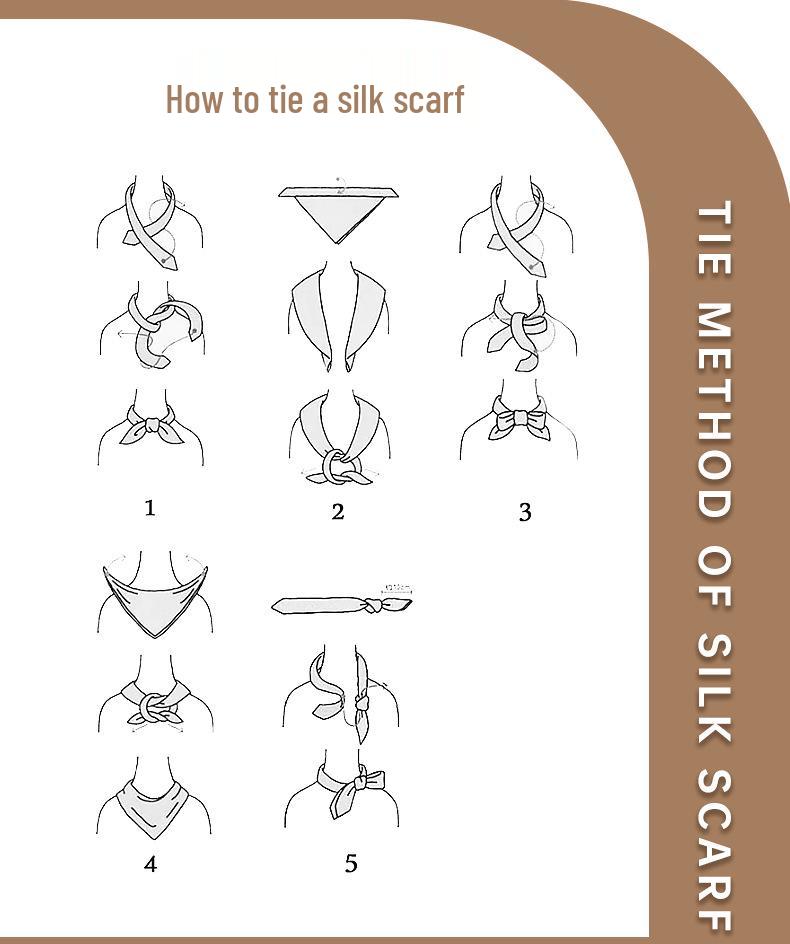 Женский шелковый квадратный платок с индивидуальным рисунком - Имитация атласной ленты для волос и шейного платка