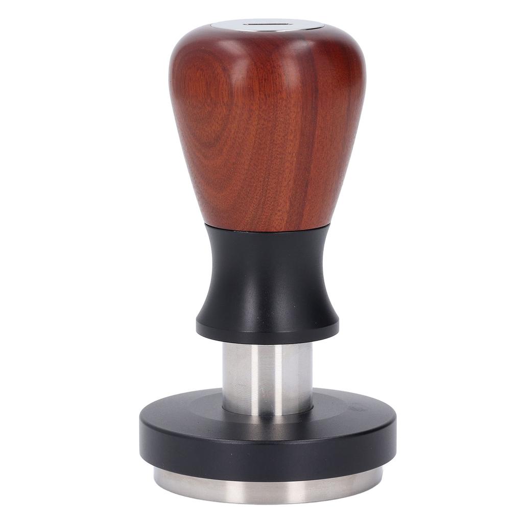 58.5MM Coffee Tamper Spring Loaded Stainless Steel Wooden Handle Coffee Press Tamper for Coffee Maki