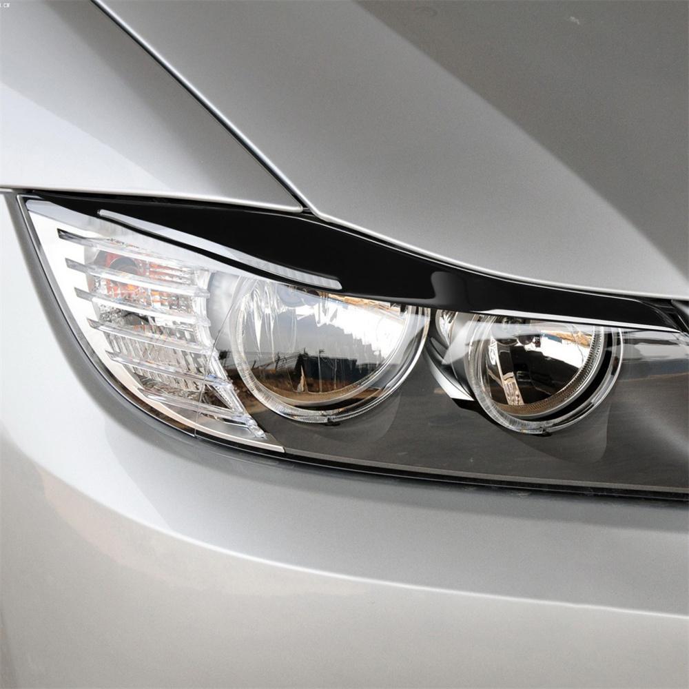 2Pcs Black Headlight Eyelid Eyebrow Trim For BMW 3 Series E90 E91 2009-2011 2012