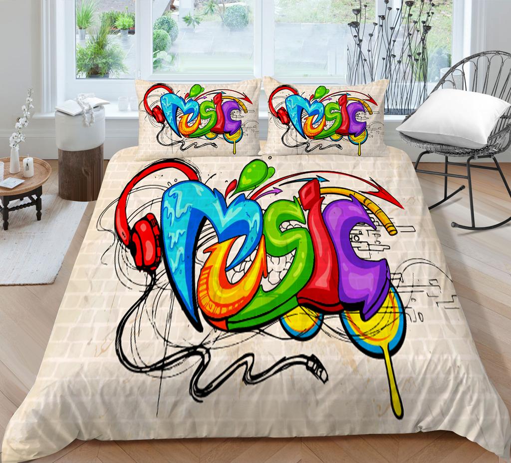 3D Luxury Bedding Set Colorful Printed Quilt Cover and Pillow Case 2/3 Pieces AU240 * 270 Oversized Bedding
