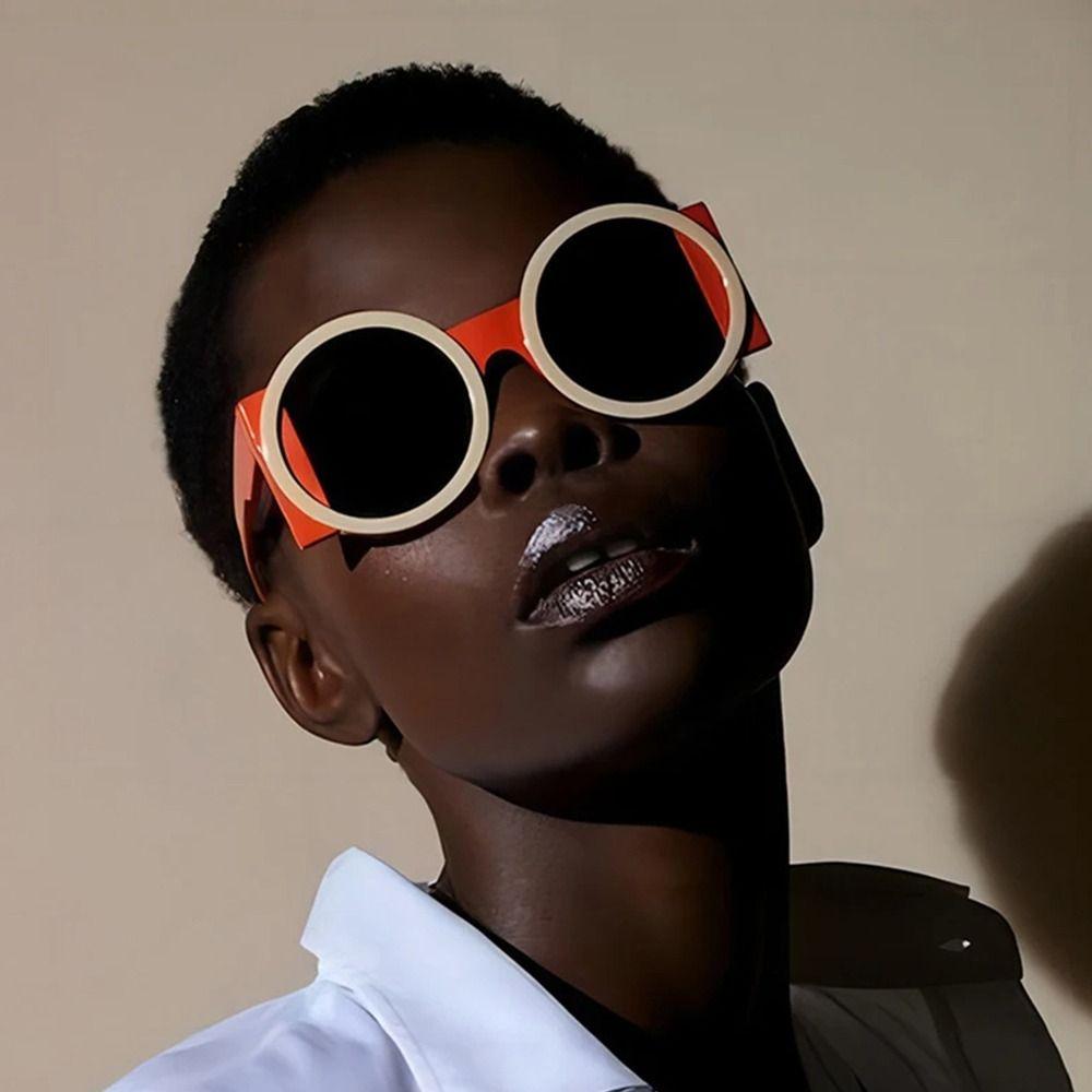 Unique Round Sunglasses UV400 Y2K Eyewear Trendy Contrast Color Shades for Women & Men