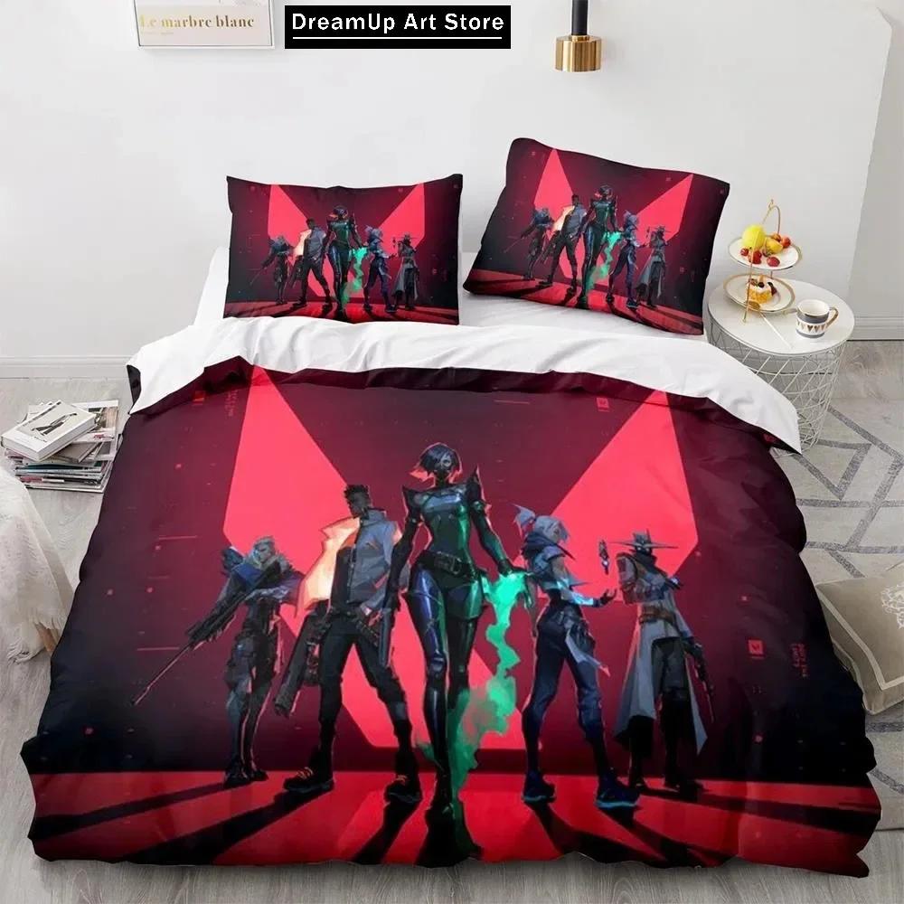 3D Print Fashion Game Valorant Neon Bedding Set Boys Girls Twin Queen Full Size Duvet Cover Pillowcase Bed Adult Bedroom