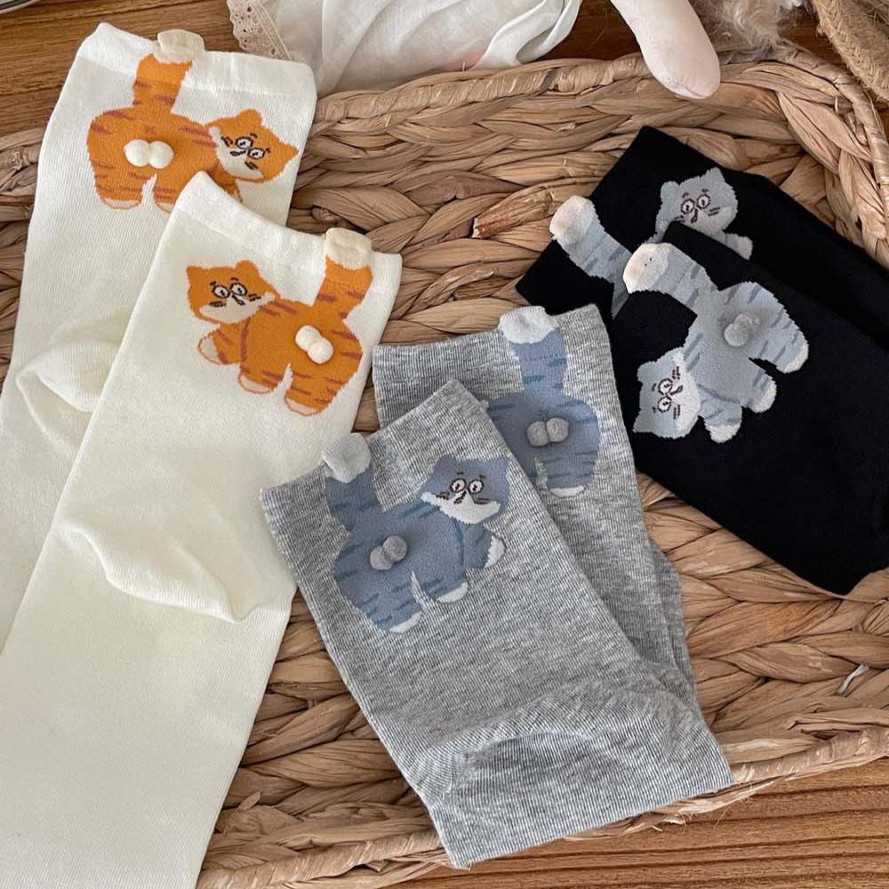 1 пара женских милых носков с котиками, женские 3D носки с котиками, необычные носки, весна, осень и зима