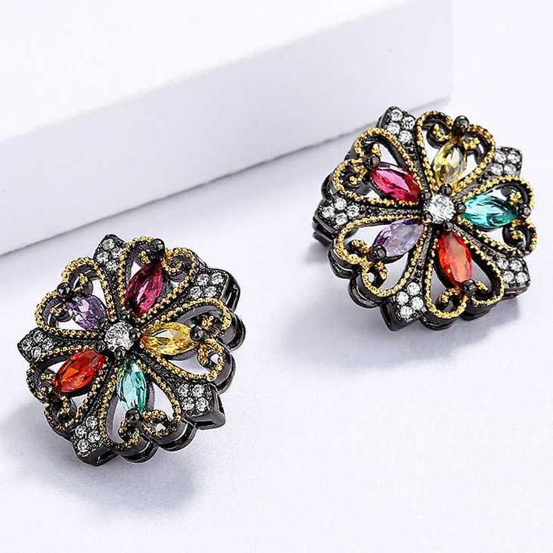 Sace Gems Винтажные цветочные красочные циркониевые двухцветные серьги для женщин, подарки на годовщину свадьбы