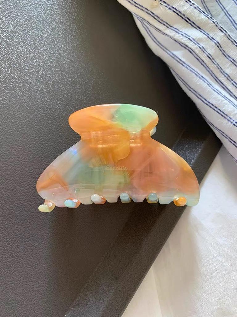 Французская золотая этикетка Jelly Solid Color Medium Hair Clip - Acetic Acid Half-Claw Shark Clip