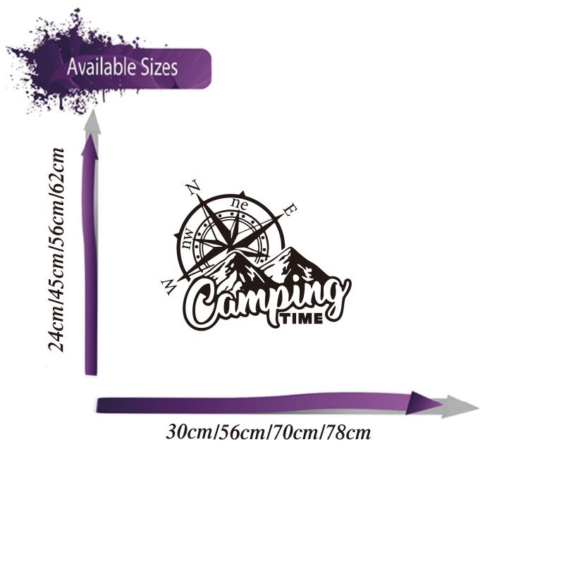 Время кемпинга Компас Караван Внедорожный автомобиль Стикеры Горный пейзаж Путешествия Приключения Кемпер Rv Наклейка Виниловая наклейка