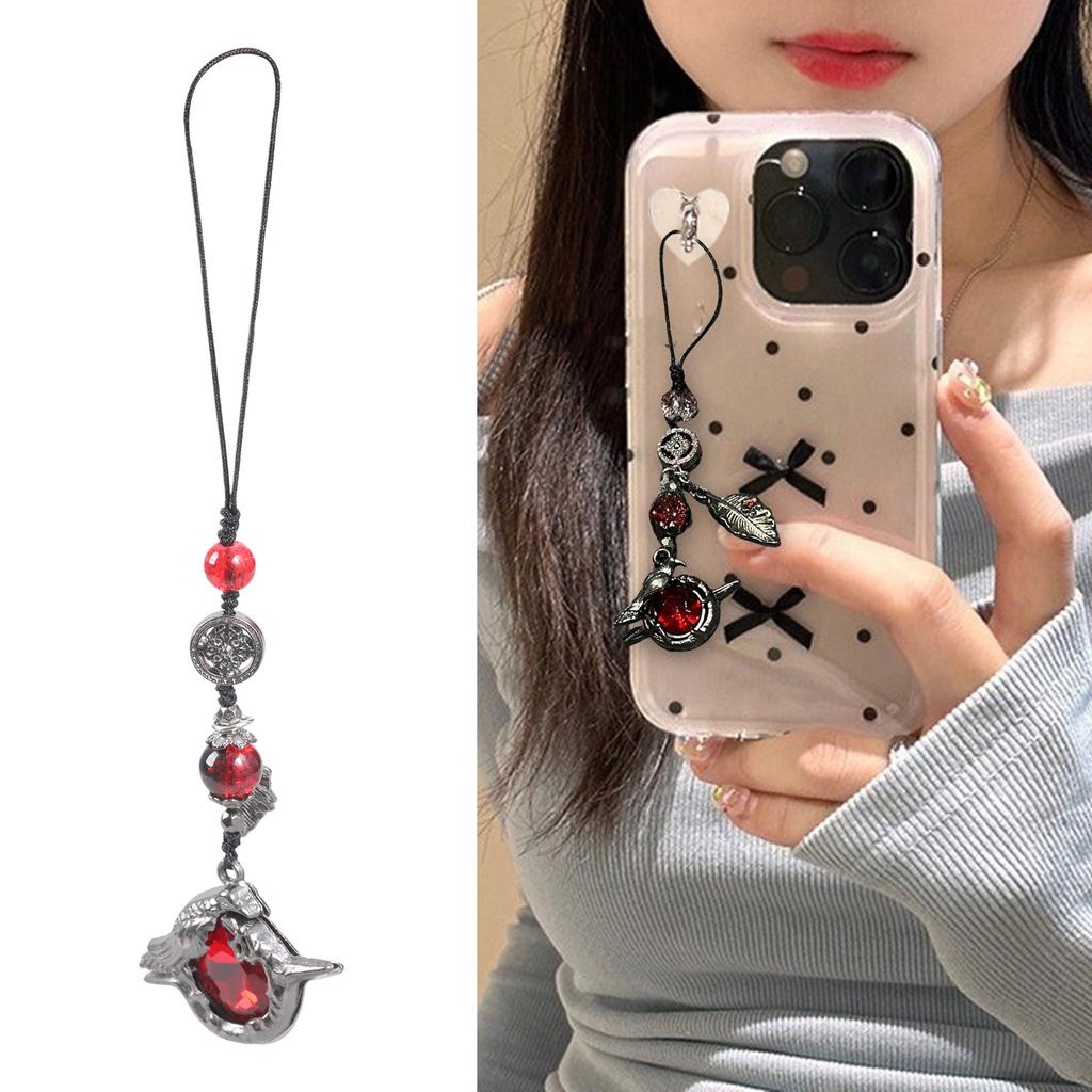 Уникальный брелок для телефона с подвеской в виде ворона, универсальный мобильный аксессуар с подвеской для уникальных и креативных нарядов