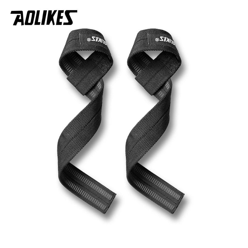 AOLIKES 1 Pair Weight lifting Wrist Straps Fitness Bodybuilding Training Gym CrossFit lifting straps with Non Slip Flex Gel Grip 1