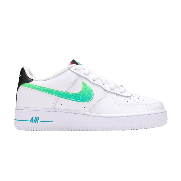 Kids' Sneakers Nike Air Force 1 Low White Aquamarine (GS) White/Aquamarine/Black/Green Strike