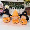 Doll Clothes Halloween Pumpkin Overalls Plush Doll Costume with Black Hat Cute Outfit for 15cm Dolls Display
