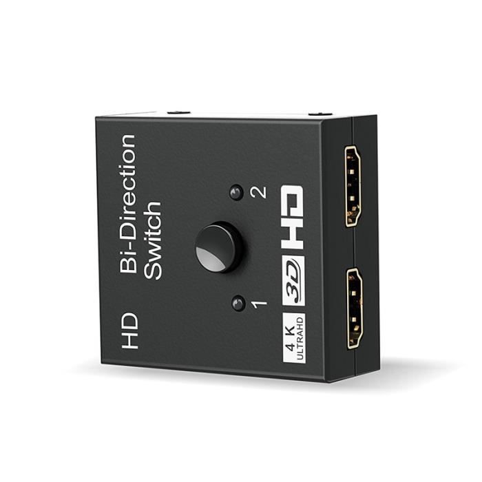 Répartiteur de commutation 2 Ports bidirectionnel, compatible HDMI 4K, 1x2-2x1, HD, 4K, 1080P, 3D HDR, HDCP,