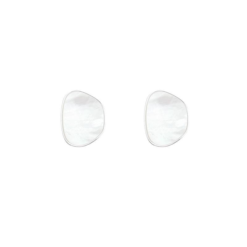 Irregular Natural Shell Stud Earrings Silver Tone Women Daily Earrings