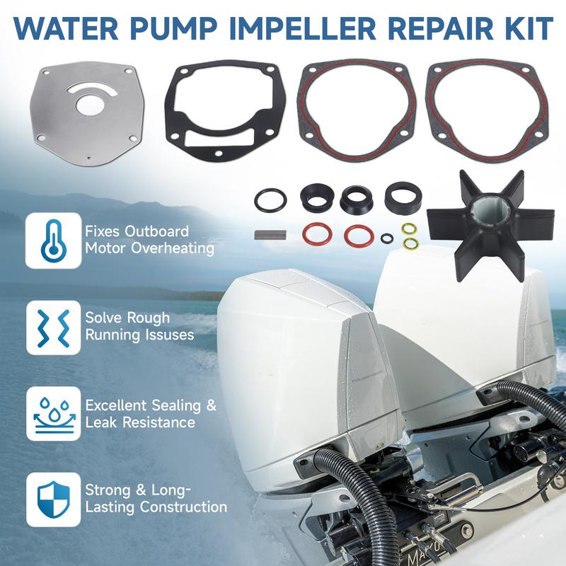 Water Pump Impeller Repair Kit 8M0100526 Rubber Impeller Gasket Plate Fits For Mercury Mariner Outboard MerCruiser Sterndrive