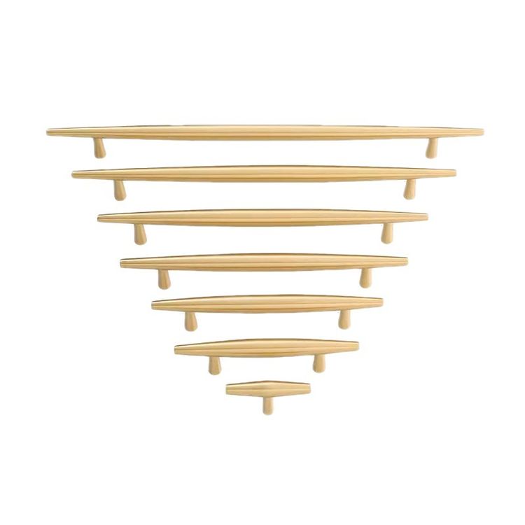 Solid Brushed Brass Kitchen Bedroom Door Handles Oval Brass Cabinet Handle Pulls