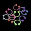Set Acrylic Luminous Bar Lip Nose Septum Ear Ring Stud Body Piercing Jewelry