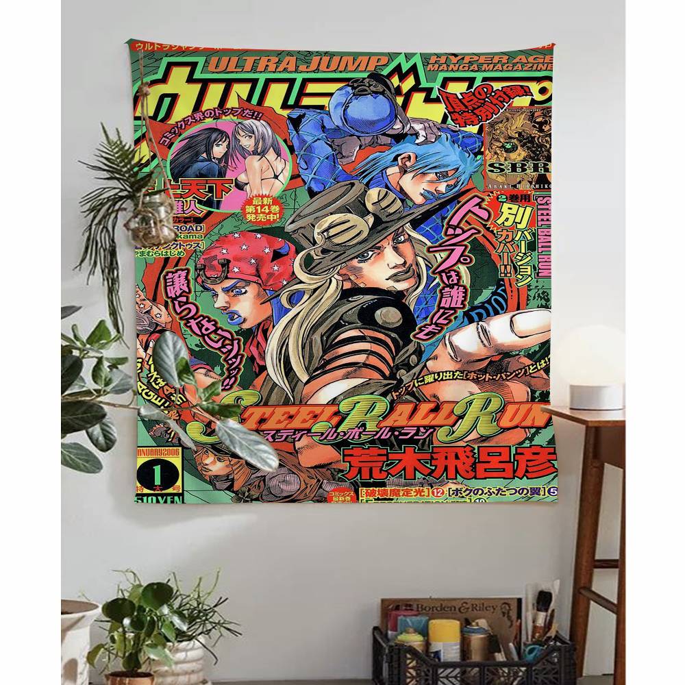 JoJos Bizarre Adventure Retro Anime Cartoon Tapestry Art Science Fiction Room Home Decor Wall Hanging Sheets