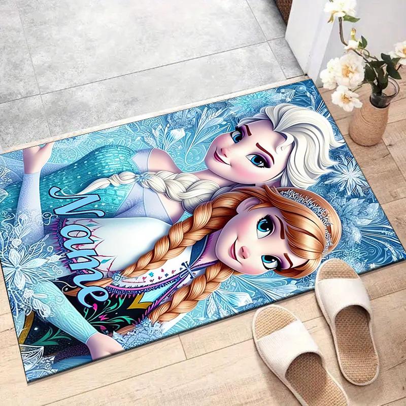 Custom Frozen Mat Personalized Name, Polyester Washable Indoor Entryway Rug, Gift for Christmas, Easter, Thanksgiving Day