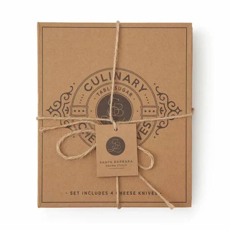 Набор ножей для сыра из дуба 4 шт./6 шт. Нож для сыра и нож для масла Упаковка в коробку из крафт-бумаги Набор сырных инструментов