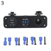Car Boat Dual USB Charger + LED Voltmeter + Power Outlet Socket 3 Holes Panel