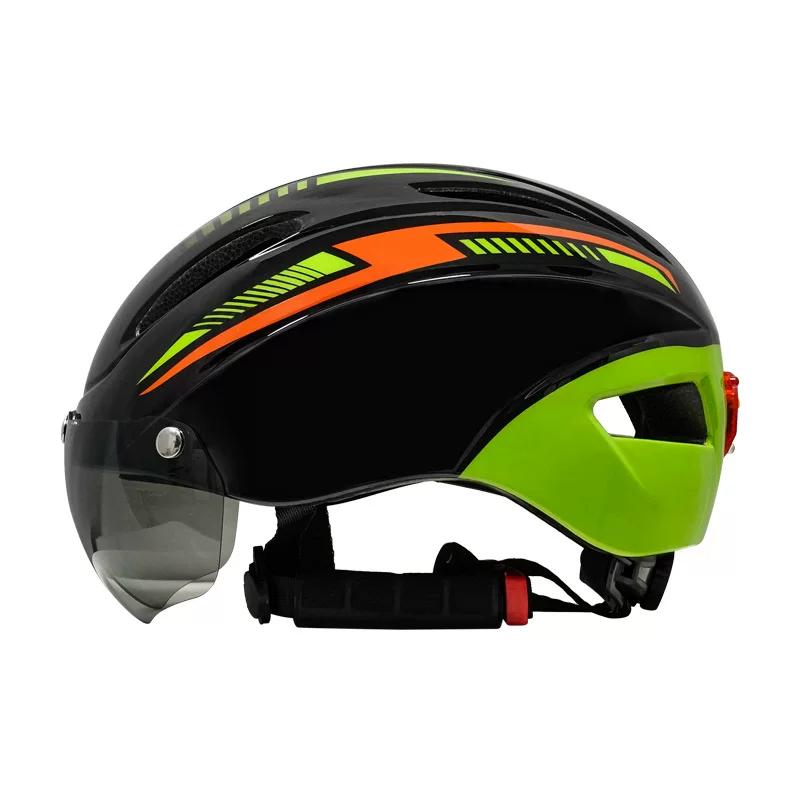 Mountain Bike Integrally Molded Helmet with Light Goggles Bicycle Cycling Helmet with Goggles Breathable Safety