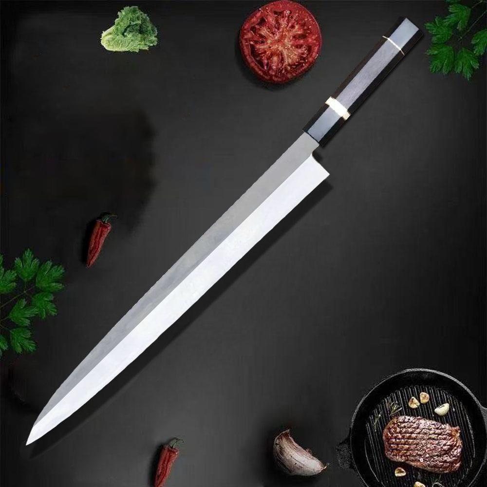 Нож для сашими Одностороннее лезвие Сталь 10Cr15MoV Нарезка Лосось Ветчина Филетирование Рыба Тесак Янагиба Японские Кухонные Ножи