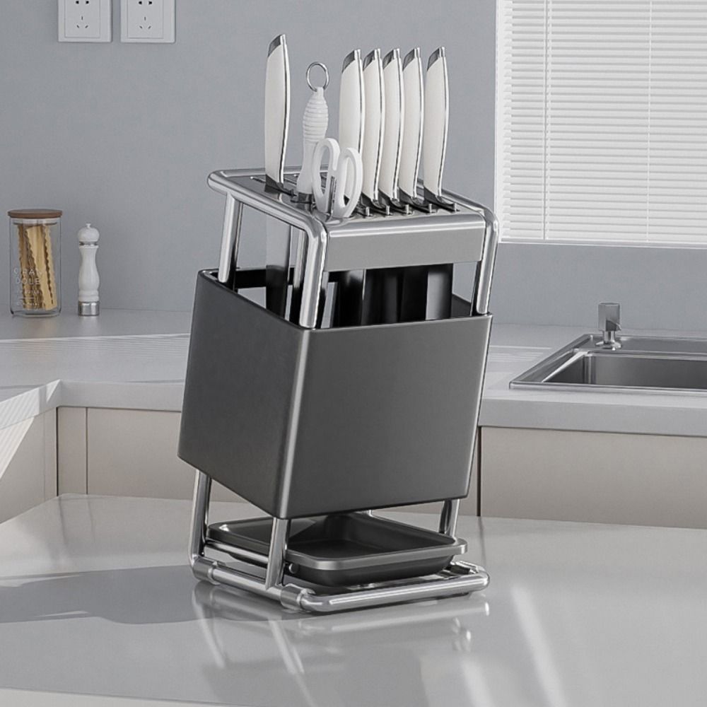 Stable Stainless Steel Knives Holder Large Capacity Cutlery Organizer  Kitchenware