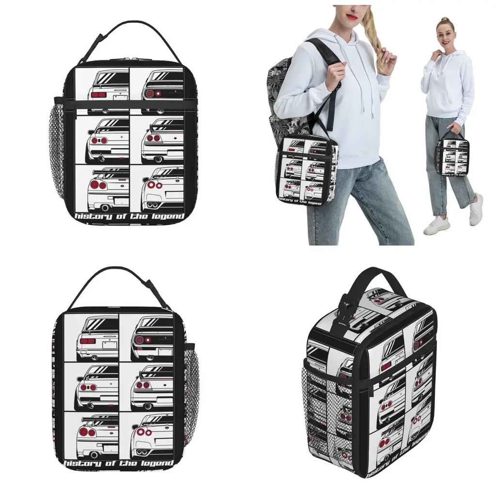 История Skyline Skyline R32 R34 GTR Изолированная сумка для обеда JDM Car Lunch Container Портативный охладитель Термальная коробка для бенто Работа