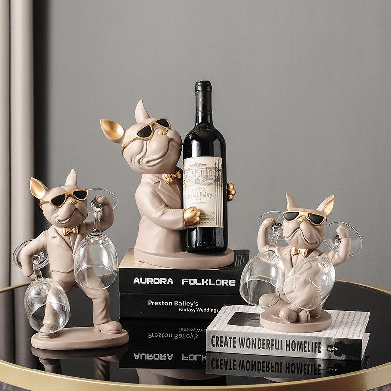Украшение дома, фигурки животных, держатели для вина, ремесло из смолы, статуя бульдога, держатель для бутылки вина, настольный стол, стойка для шампанского, декор комнаты