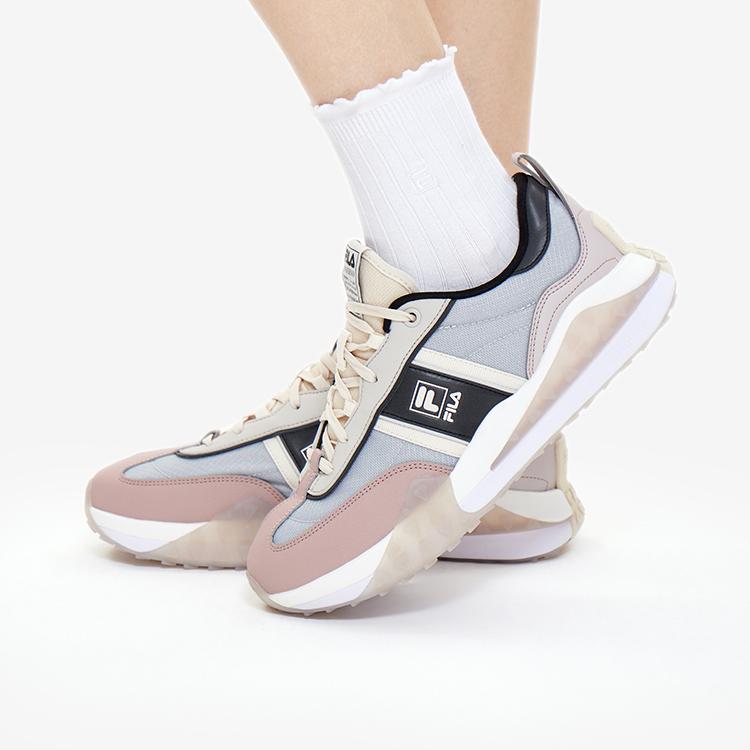 Fila Текстиль под кирпич, Кожаные Низкие Повседневные Туфли Женские Серый Розовый F12W231125FAF