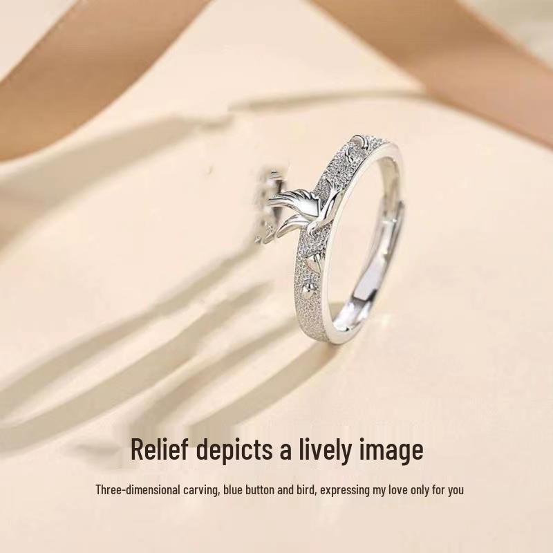 Новые кольца с голубым эвкалиптом и парой птиц для женщин и мужчин: Нишевый дизайн, Свадебные кольца класса люкс, Идеальный рождественский подарок