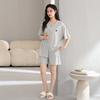 Pabonu Summer Women's Round Neck Cardigan Button Simple Design Pajama Set FD