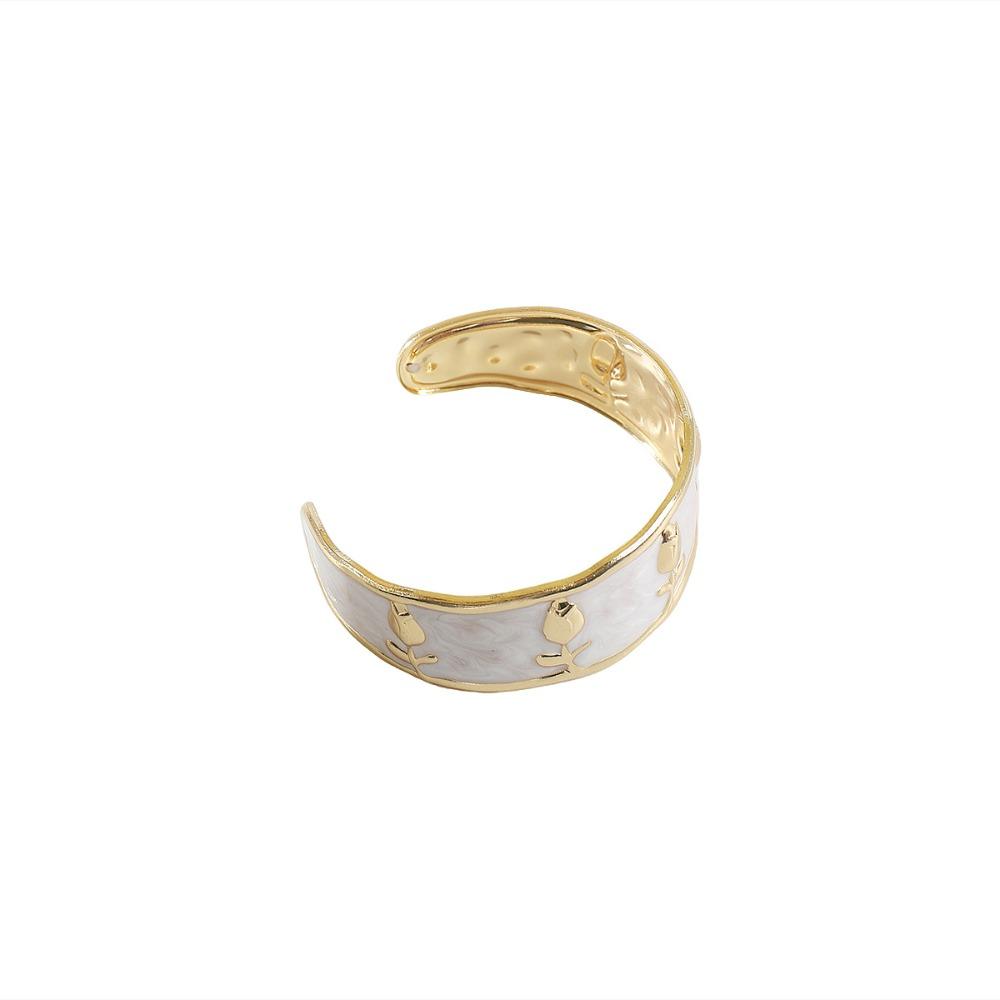 Heart Glazed Enamel Bracelet Geometric Arm Ring Bohemian Women's Hand Bracelet Gold Jewelry