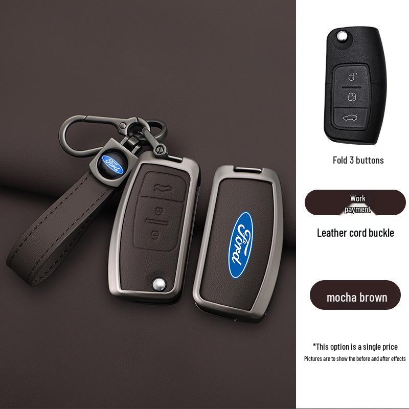 Чехол для ключа Ford Focus & Fiesta - Натуральная коровья кожа (Совместимо с моделями 09/11/12 и 16/18)