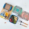 Dual-Layer Plastic Lunch Box with Dividers and Secure Buckles for Office & Student Use