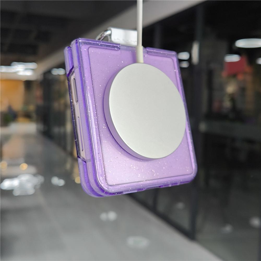 Glitter Transparent Magnetic Ring Holder Case For For Samsung Galaxy Z Flip 6 5 4 3 Wireless Charging Shockproof Cover For Z Flip6