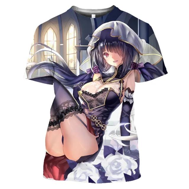 Футболка с рисунком манги Date A Live Tokisaki Kurumi Sexy Girls Otaku, футболка с коротким рукавом в стиле аниме Harajuku для мужчин, топы и футболки